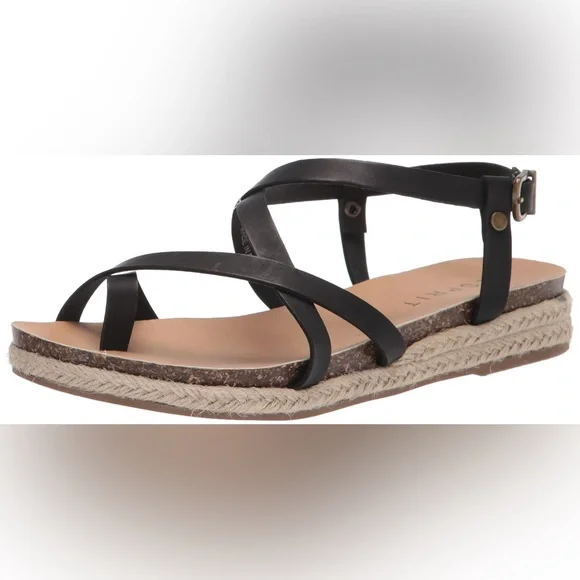 Esprit Black Strappy Espadrille Sandals criss cross summer trendy Judy - Picture 3 of 5